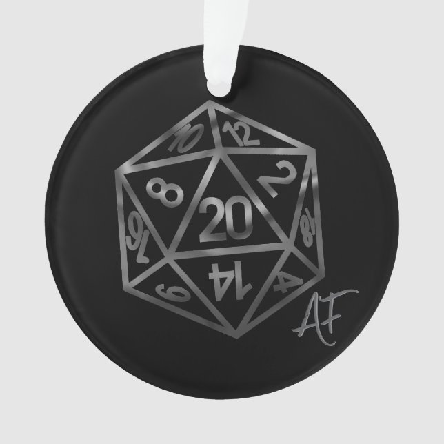 RPG Crit AF | Fantasy Tabletop Retro Gamer Dice Ornament (Front)