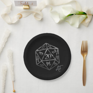 RPG Crit AF Fantasy Tabletop Retro Gamer Dice Paper Plate