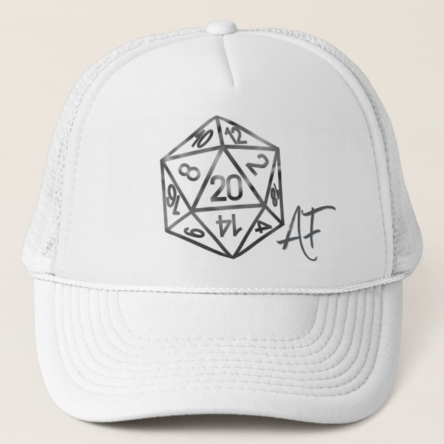 RPG Crit AF | Fantasy Tabletop Retro Gamer Dice Trucker Hat (Front)