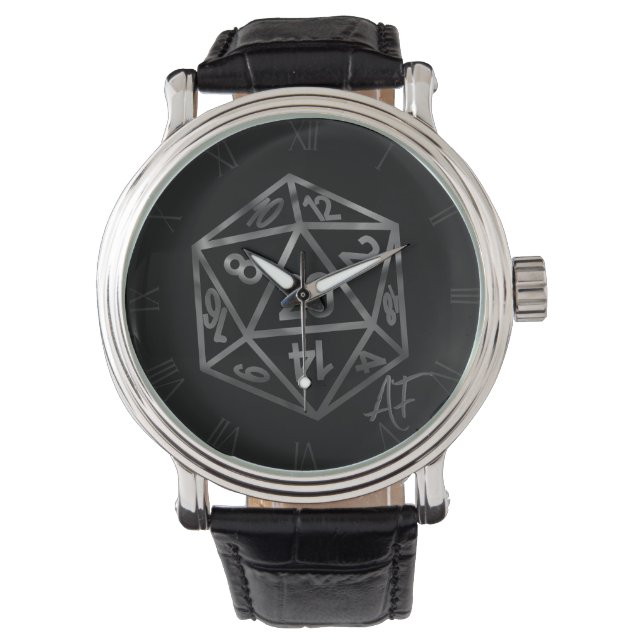 RPG Crit AF | Fantasy Tabletop Retro Gamer Dice Watch (Front)