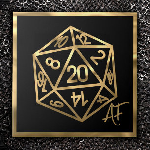 RPG Crit AF   Gold Fantasy Tabletop PnP Gamer Dice Ceramic Tile