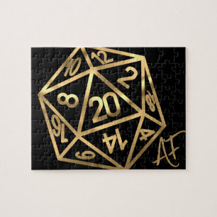 RPG Crit AF   Gold Fantasy Tabletop PnP Gamer Dice Jigsaw Puzzle