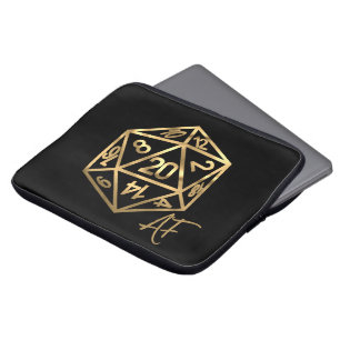 RPG Crit AF Gold Fantasy Tabletop PnP Gamer Dice Laptop Sleeve