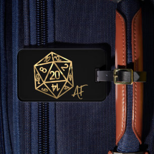 RPG Crit AF   Gold Fantasy Tabletop PnP Gamer Dice Luggage Tag