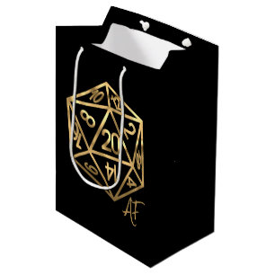 RPG Crit AF Gold Fantasy Tabletop PnP Gamer Dice Medium Gift Bag