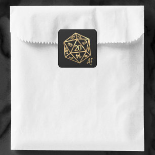 RPG Crit AF   Gold Fantasy Tabletop PnP Gamer Dice Square Sticker