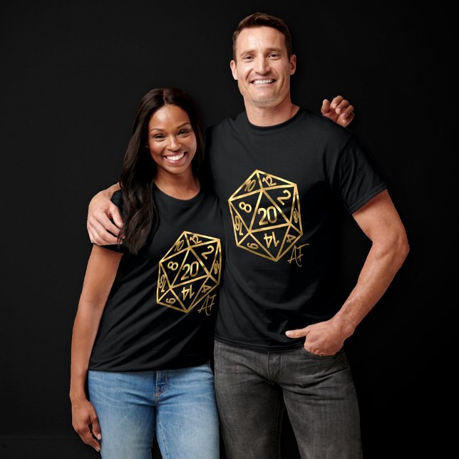 RPG Crit AF | Gold Fantasy Tabletop PnP Gamer Dice T-Shirt (Creator Uploaded)