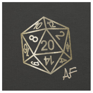RPG Crit AF   Gold Retro Tabletop Role Player Dice Fabric