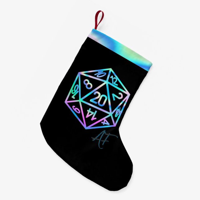 RPG Crit AF | Holo Fantasy Tabletop PnP Gamer Dice Small Christmas Stocking (Front (Hanging))