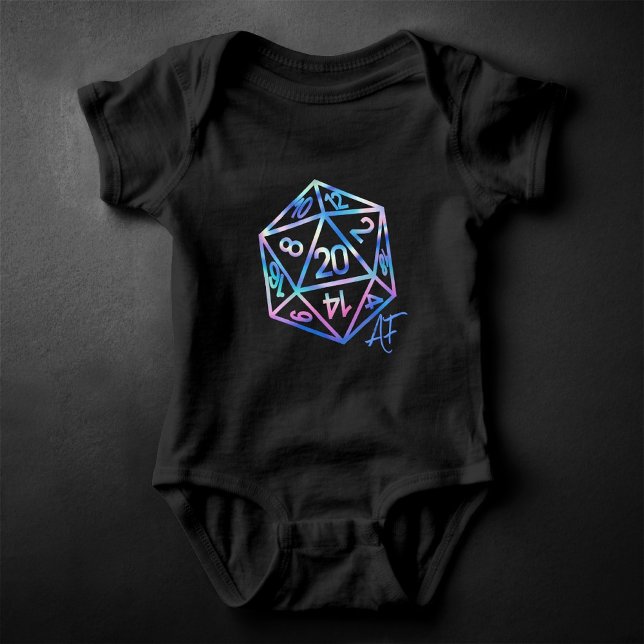 RPG Crit AF | Holo Retro PnP Tabletop Gamer Dice Baby Bodysuit (Creator Uploaded)