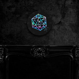 RPG Crit AF Holo Retro PnP Tabletop Gamer Dice Round Clock