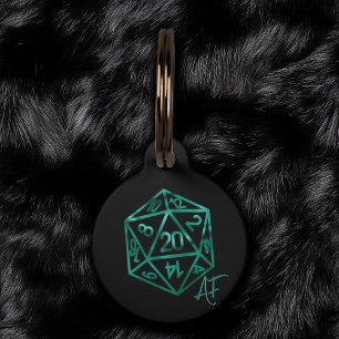 RPG Crit AF Teal Fantasy Tabletop PnP Gamer Dice Pet Tag