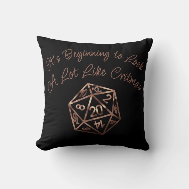 RPG Critmas | Copper Fantasy Tabletop Gamer Dice Cushion (Front)