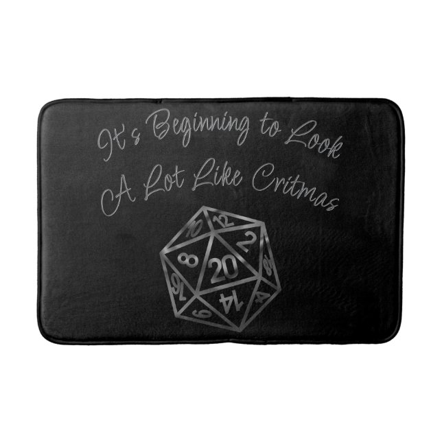 RPG Critmas | Fantasy Tabletop Retro Gamer Dice Bath Mat (Front)