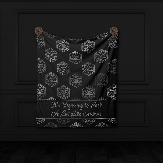 RPG Critmas | Fantasy Tabletop Retro Gamer Dice Fleece Blanket (Creator Uploaded)