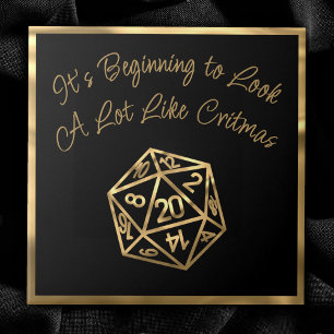 RPG Critmas Gold Fantasy Tabletop Gamer Dice Ceramic Tile