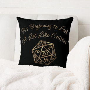 RPG Critmas   Gold Fantasy Tabletop Gamer Dice Cushion