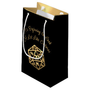 RPG Critmas   Gold Fantasy Tabletop Gamer Dice Small Gift Bag