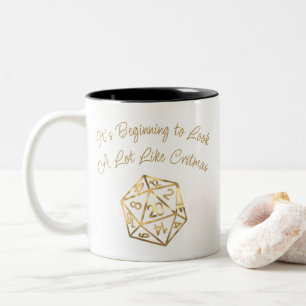 RPG Critmas   Gold Fantasy Tabletop Gamer Dice Two-Tone Coffee Mug