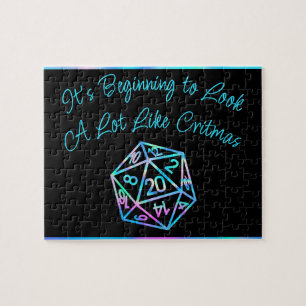 RPG Critmas   Holo Fantasy Tabletop Gamer Dice Jigsaw Puzzle