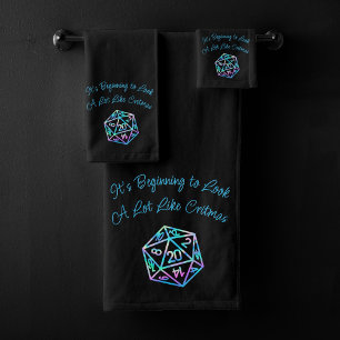 RPG Critmas   Holo Retro PnP Tabletop Gamer Dice Bath Towel Set