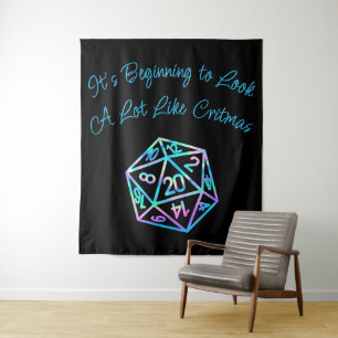 RPG Critmas   Holo Retro PnP Tabletop Gamer Dice Tapestry