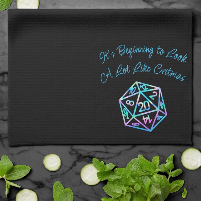 RPG Critmas | Holo Retro PnP Tabletop Gamer Dice Tea Towel (Creator Uploaded)