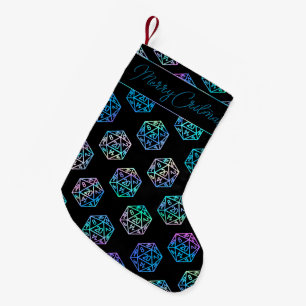 RPG Critmas   Holo Retro Tabletop Roleplayer Dice Small Christmas Stocking