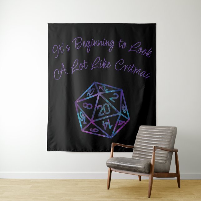 RPG Critmas | Nebula Fantasy Tabletop Gamer Dice Tapestry (In Situ)