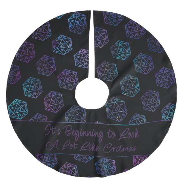 RPG Critmas | Nebula Tabletop PnP Roleplayer Dice Brushed Polyester Tree Skirt (Front)