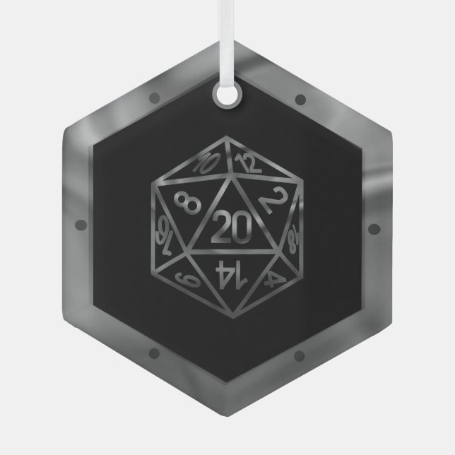 RPG Critmas | Old School Tabletop Roleplayer Dice Glass Tree Decoration (Front)