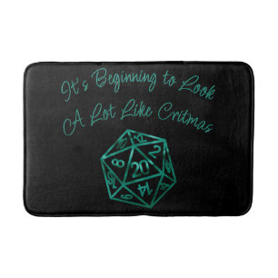 RPG Critmas   Teal Green Tabletop Retro Gamer Dice Bath Mat