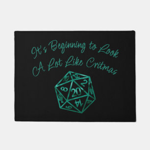 RPG Critmas   Teal Green Tabletop Retro Gamer Dice Doormat