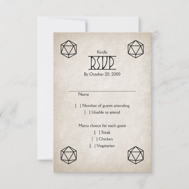 RPG D20 Gamer Wedding RSVP Card (Front)