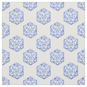 RPG Dice Blue Old School Tabletop Role Player Fabric