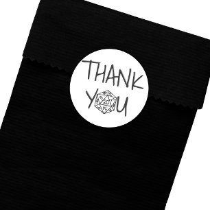 RPG Dice   Classic Fantasy PnP Tabletop Thank You Round Sticker