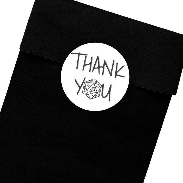 RPG Dice | Classic Fantasy PnP Tabletop Thank You Round Sticker (Creator Uploaded)