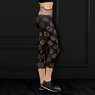 RPG Dice   Copper Fantasy Retro Tabletop PnP Gamer Capri Leggings