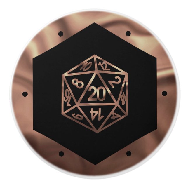 RPG Dice | Copper Fantasy Retro Tabletop PnP Gamer Ceramic Knob (Front)