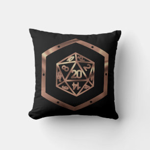 RPG Dice   Copper Fantasy Retro Tabletop PnP Gamer Cushion
