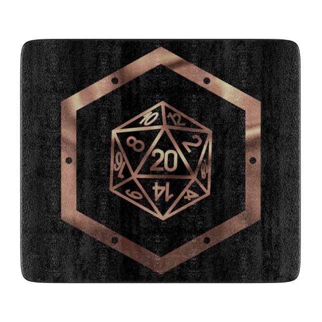 RPG Dice | Copper Fantasy Retro Tabletop PnP Gamer Cutting Board (Front)