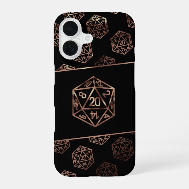 RPG Dice | Copper Fantasy Retro Tabletop PnP Gamer iPhone 16 Case (Back)