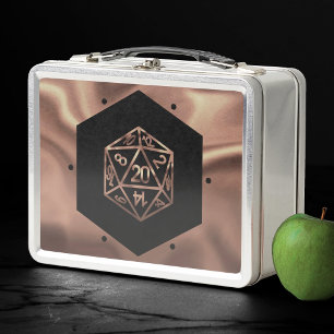 RPG Dice   Copper Fantasy Retro Tabletop PnP Gamer Metal Lunch Box