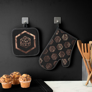 RPG Dice   Copper Fantasy Retro Tabletop PnP Gamer Oven Mitt & Pot Holder Set
