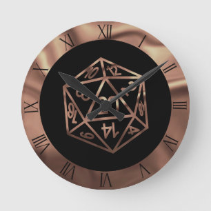RPG Dice   Copper Fantasy Retro Tabletop PnP Gamer Round Clock
