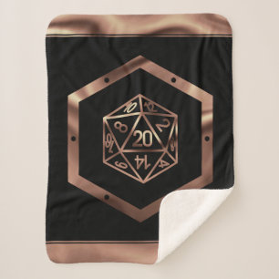 RPG Dice   Copper Fantasy Retro Tabletop PnP Gamer Sherpa Blanket