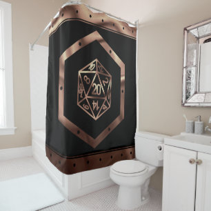 RPG Dice   Copper Fantasy Retro Tabletop PnP Gamer Shower Curtain