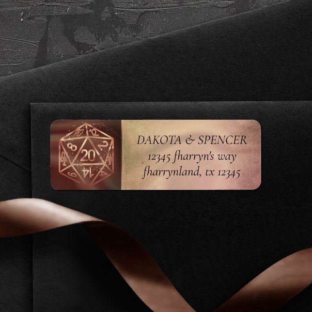 RPG Dice | Copper Fantasy Tabletop Gamer Address Return Address Label (Creator Uploaded)