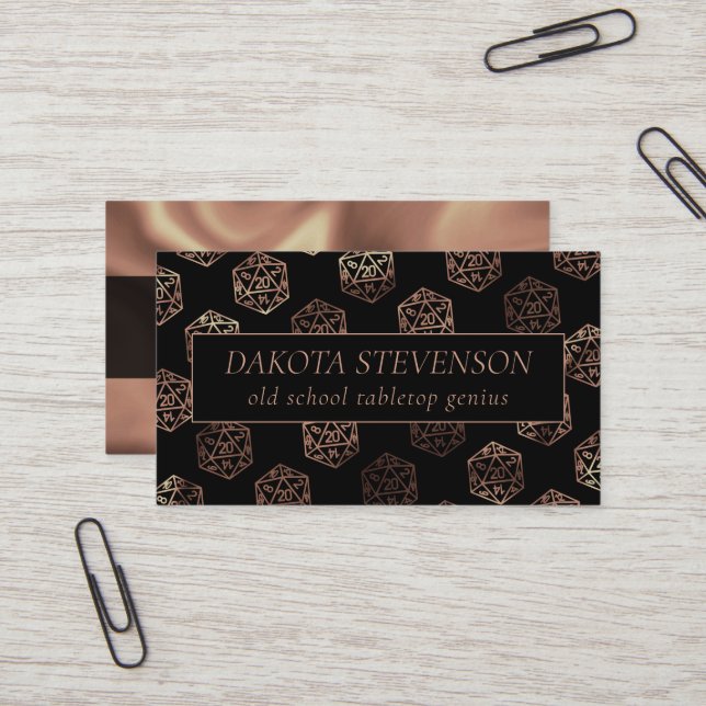 RPG Dice | Copper Fantasy Tabletop Gamer Branding Business Card (Front/Back In Situ)