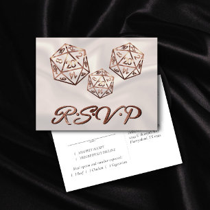RPG Dice   Copper Fantasy Tabletop Gamer Meal RSVP Invitation Postcard
